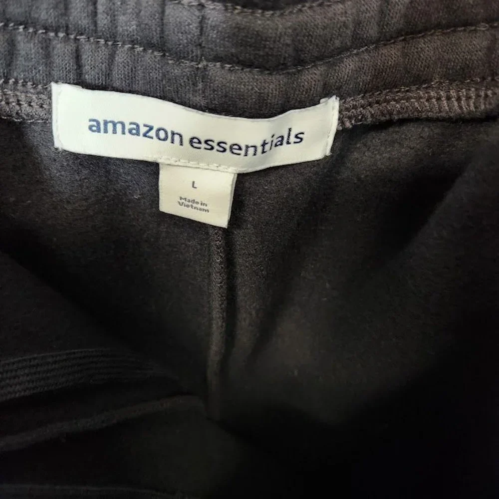 NWT Ama zon Essentials Men's Closed Bottom Fleece Sweatpants in Black Size Large